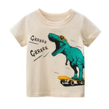 Cartoon Dinosaur T-shirts for boys O-neck children Cloth Beige kids clothing - Tophatter Daily Deals