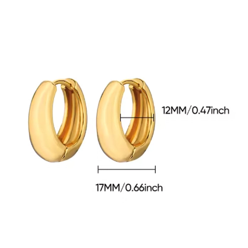 Retro style Chunky Gold Hoop Earrings for Women 12x17mm Earrings - Tophatter Daily Deals
