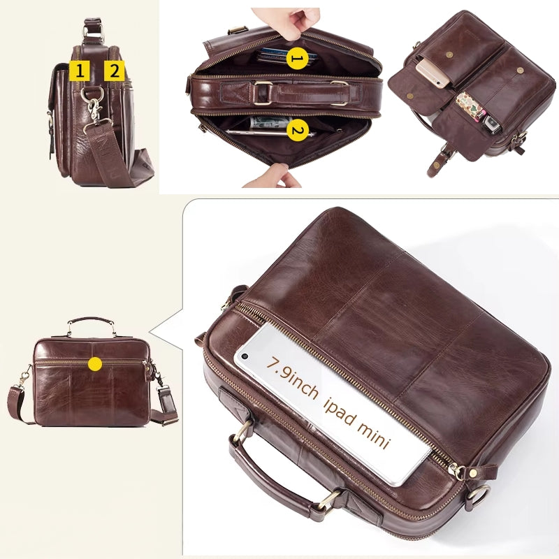 Cowhide Casual Handbag Tote Briefcase Bag - Tophatter Daily Deals