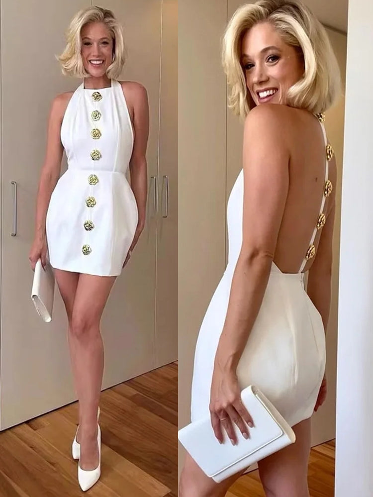 Mini Summer Dress Slim Solid Party Dress White Mini Dresses - Tophatter Daily Deals