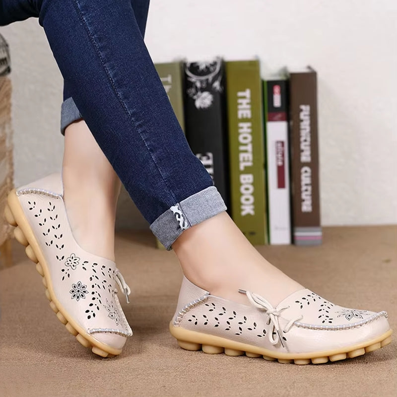 Women Casual Shoes Breathable Leather Loafers Women Shoes - Tophatter Daily Deals