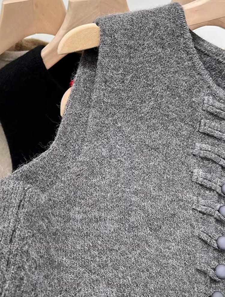 Winter Round Neck Vest Sweater Tops Blouses - Tophatter Daily Deals