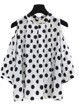 Black Polka Dot Vintage O-Neck Top Blouses - Tophatter Daily Deals