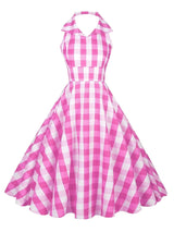 Retro Halter Party Midi Dresses Pink Midi Dresses - Tophatter Daily Deals