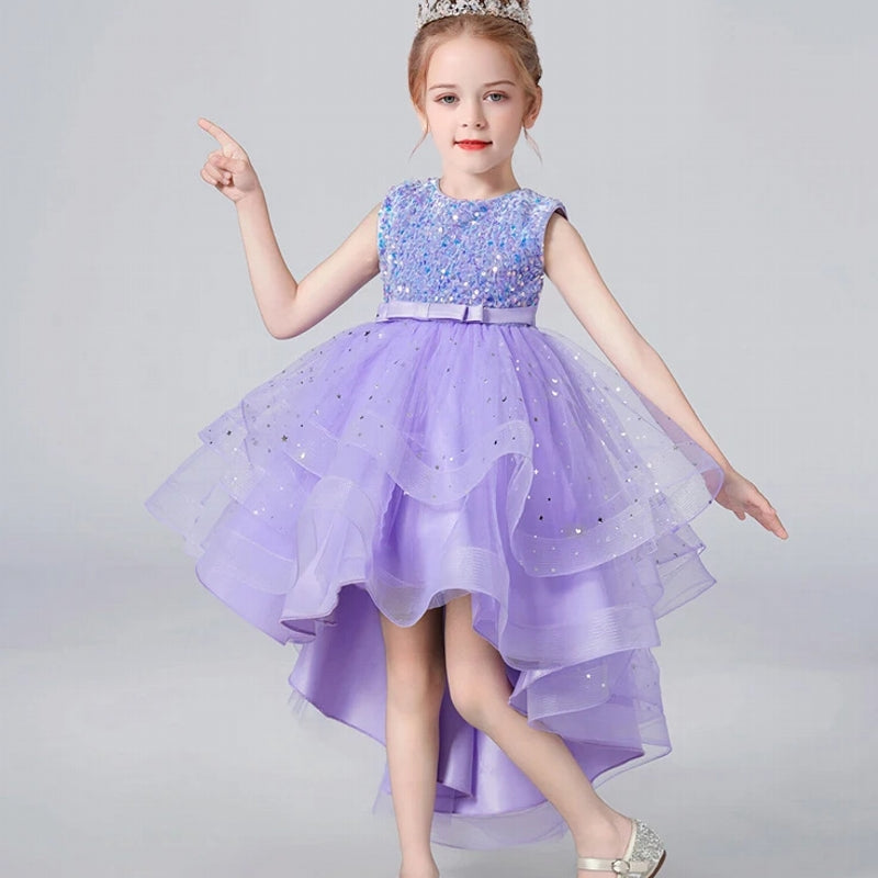 3-13 years Sequin Lace Tuxedo Dress for girls Purple kids clothing - Tophatter Daily Deals