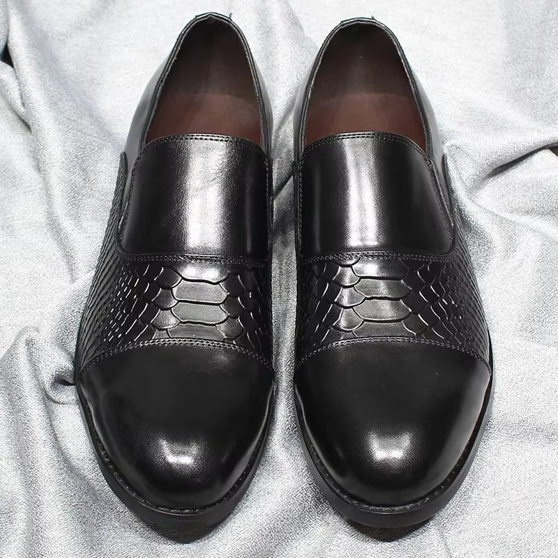 Classic Snake Print Genuine Leather Cap Toe Shoes Men Dresses Shoes - Tophatter Daily Deals