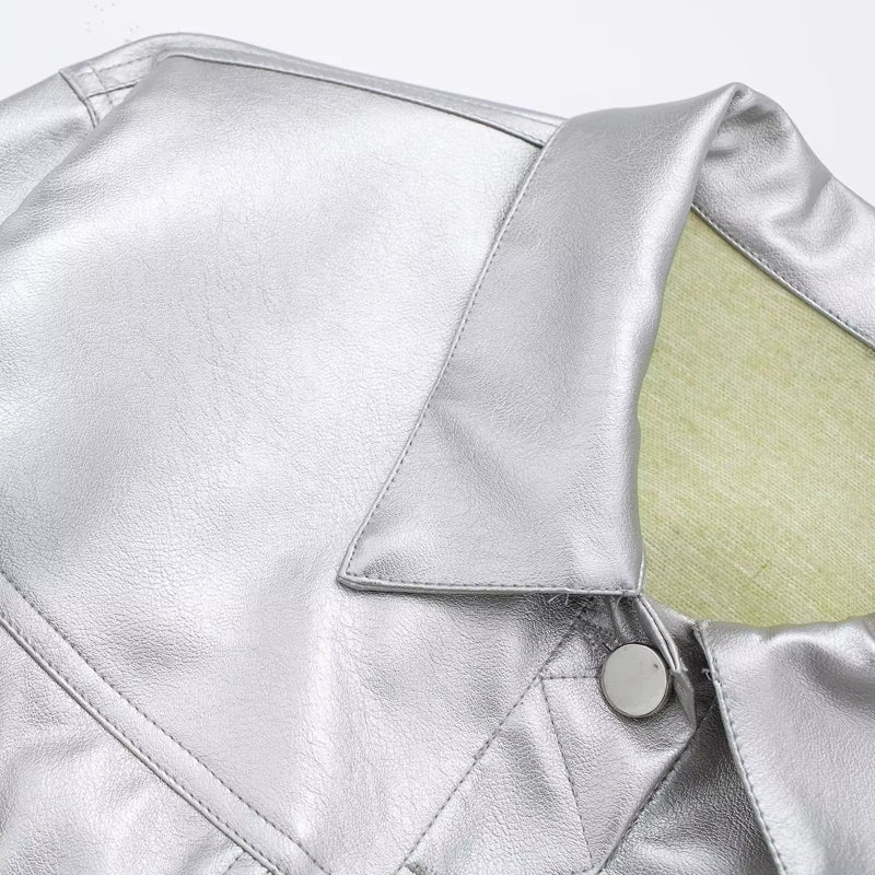Fashion Popular Shiny Silver Jackets Coats & Jackets - Tophatter Daily Deals