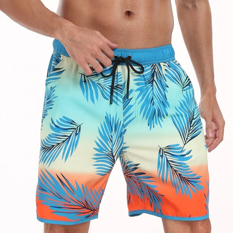 Men Beach Pants Casual Vacation Printed Short Orange Swimsuit - Tophatter Daily Deals