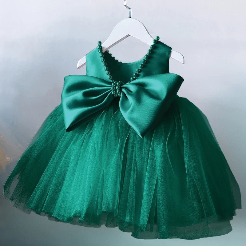 Toddler Girls 1-5 st Birthday Clothes Backless Bow Green kids clothing - Tophatter Daily Deals