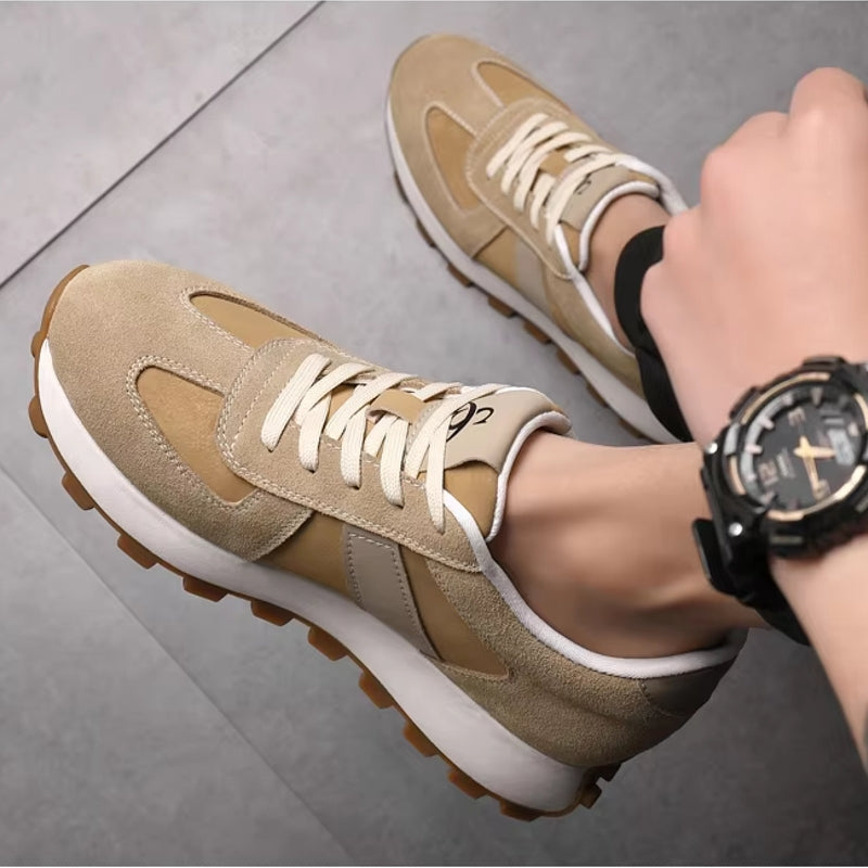 Cow Suede Leather Sneakers For Men Sport Shoes khaki Men Sneakers - Tophatter Daily Deals