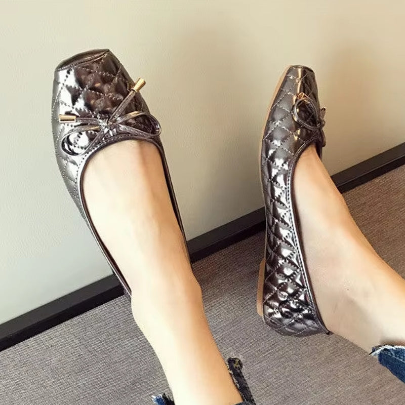 Fashion Ballet Flats Gold Soft Ladies Shoes Gray Women Shoes - Tophatter Daily Deals