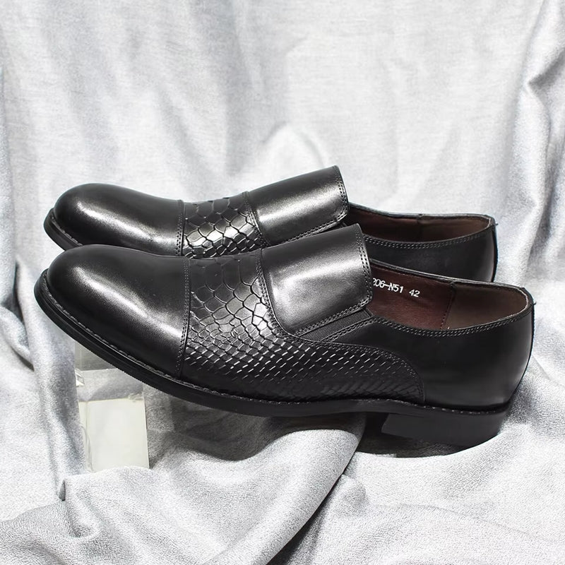 Classic Snake Print Genuine Leather Cap Toe Shoes Men Dresses Shoes - Tophatter Daily Deals