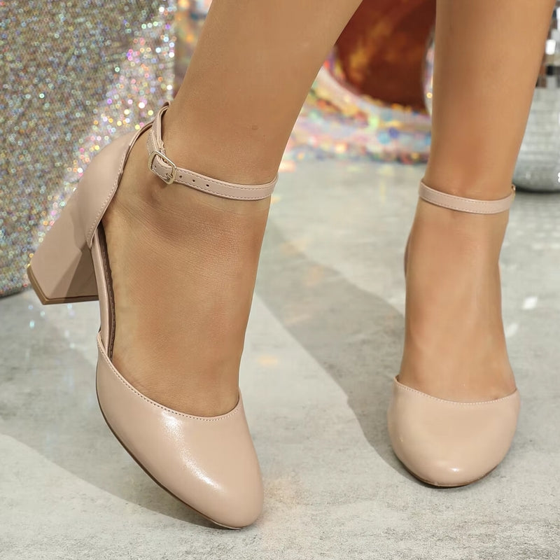 Women Pointed Toe Low Chunky Block Heels Heel Shoes - Tophatter Daily Deals