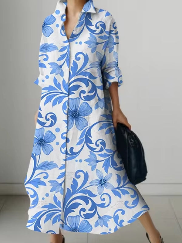 Women's Elegant Shirt Dresses Blue Maxi Dresses - Tophatter Daily Deals