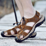 Summer Men Sandals Leather Beach Shoes Men Sandals - Tophatter Daily Deals