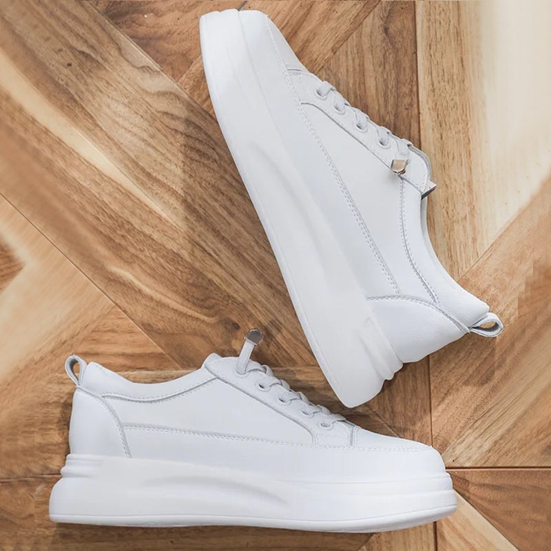Versatile White Sneakers 4.5cm Platform Flats High Heel Sneaker - Tophatter Daily Deals