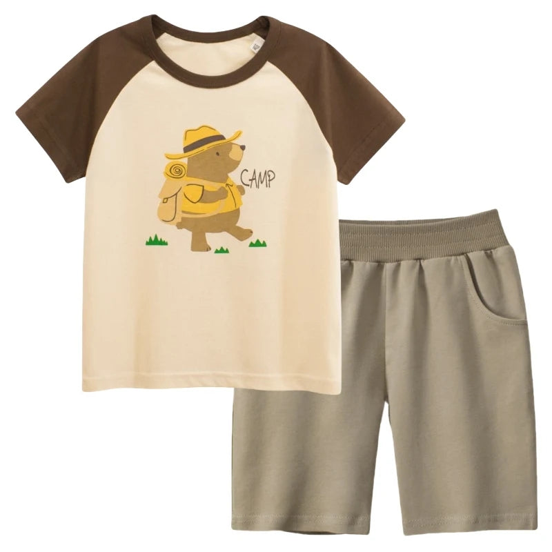 Short Sleeve Cartoon Bear T-Shirt With Short kids clothing - Tophatter Daily Deals
