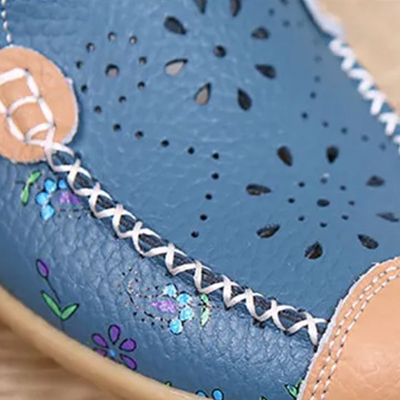 Floral Pattern Cutouts Women Genuine Leather shoes Women Shoes - Tophatter Daily Deals