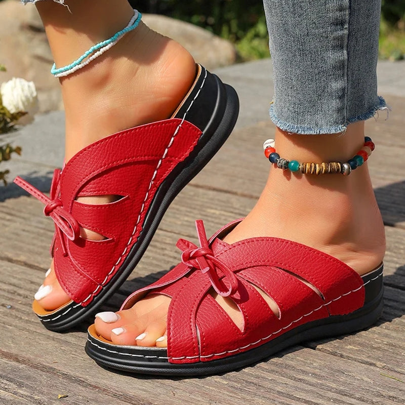 Women Sandals Sweet Wedges Heels Sandals Red Shoes - Tophatter Daily Deals