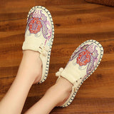 Women Canvas Bohemian Retro Flat Slippers Slippers - Tophatter Daily Deals