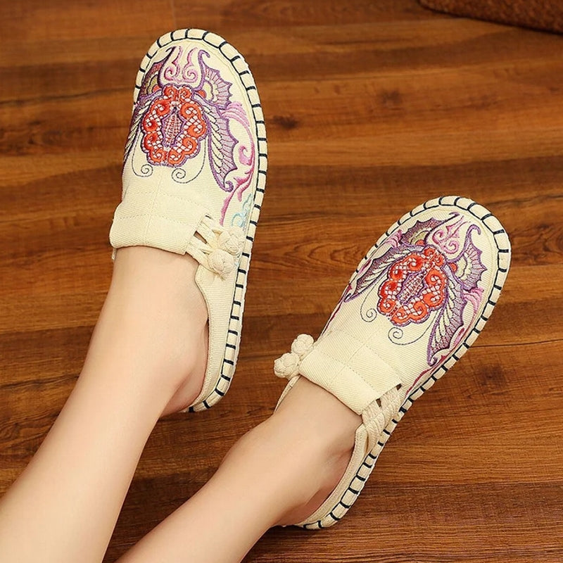 Women Canvas Bohemian Retro Flat Slippers Slippers - Tophatter Daily Deals