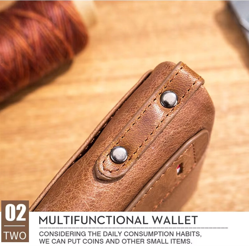 Genuine Leather Wallet for Men Vintage Bifold Wallets - Tophatter Daily Deals