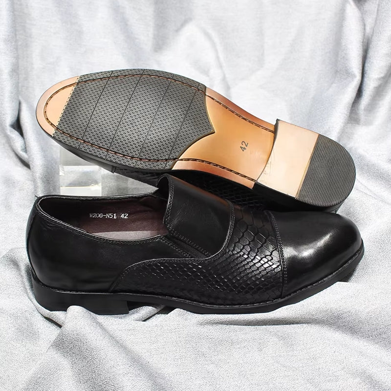 Classic Snake Print Genuine Leather Cap Toe Shoes Men Dresses Shoes - Tophatter Daily Deals