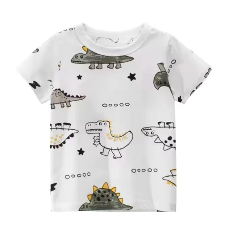 Summer Children Clothing Cartoon Dinosaur T-Shirts Brown kids clothing - Tophatter Daily Deals