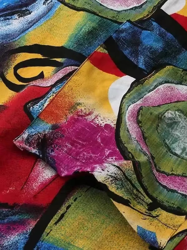 Beautiful Long Short Sleeve Abstract Print Dress Maxi Dresses - Tophatter Daily Deals