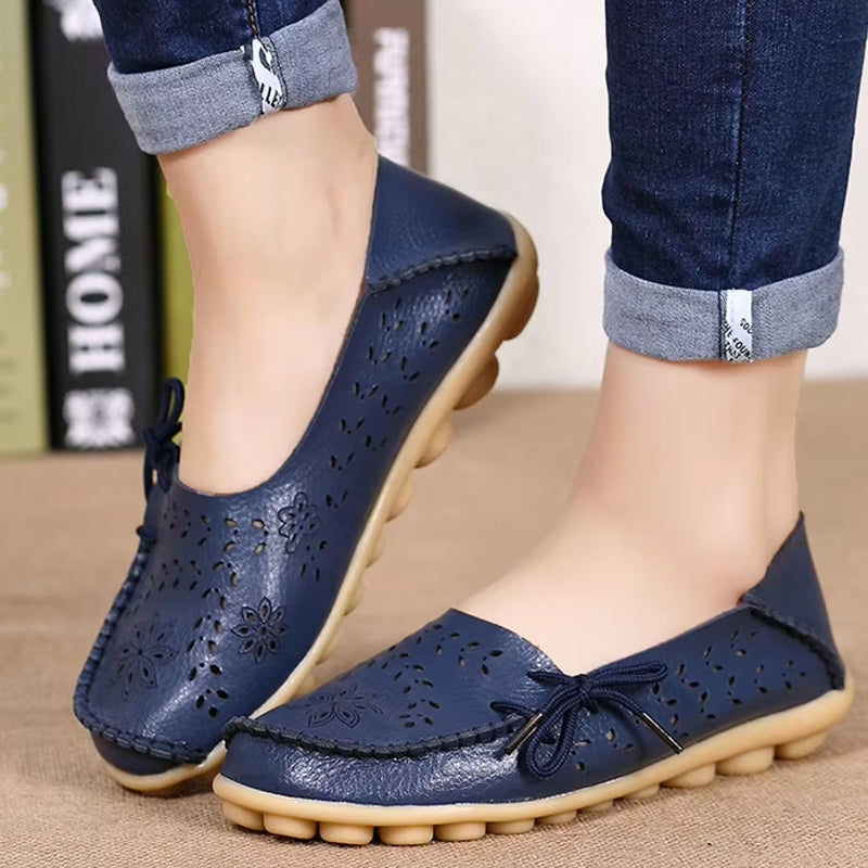Women Casual Shoes Breathable Leather Loafers Women Shoes - Tophatter Daily Deals