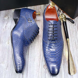 Men Leather Oxford Shoes Snake Skin Print Business Leather Shoes - Tophatter Daily Deals