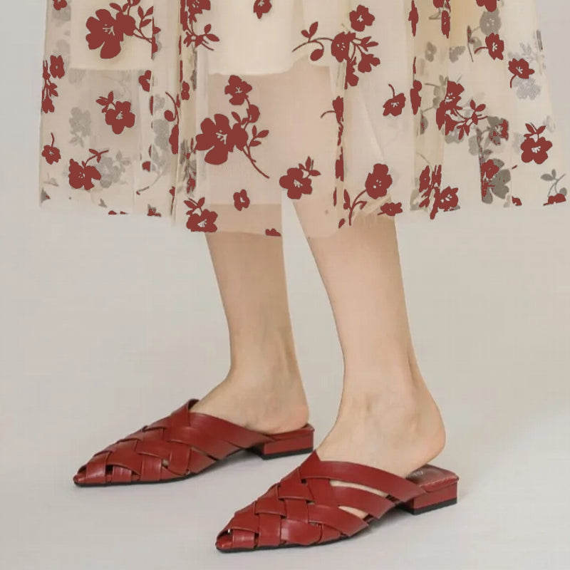 Hollow Woven Pointed Cool Women Sandals Burgundy Casual Women Shoes - Tophatter Daily Deals