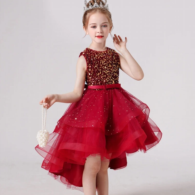3-13 years Sequin Lace Tuxedo Dress for girls Red kids clothing - Tophatter Daily Deals