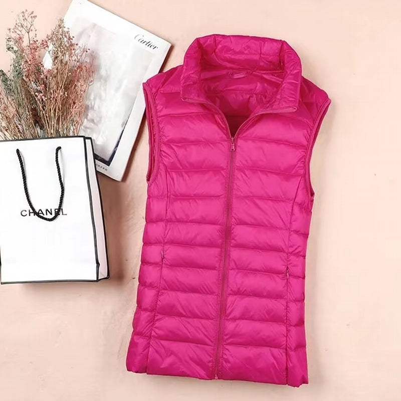 Duck Down Jacket Women Puffer Jacket Vest Rose Pink Coats & Jackets - Tophatter Daily Deals