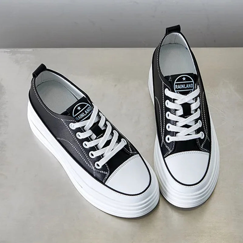 Women Chunky Leather Sneaker Loafer Shoes 8cm High Heel Sneaker - Tophatter Daily Deals
