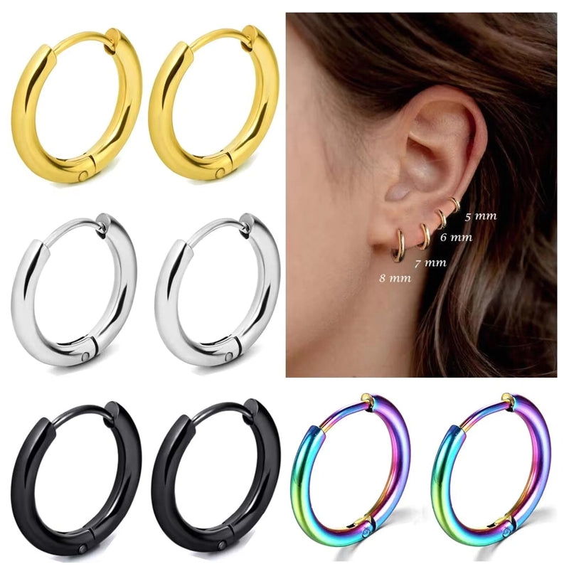 Unisex Stainless Steel Hoop Earrings Earrings - Tophatter Daily Deals