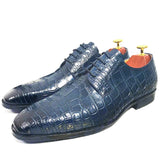 Blue Black Crocodile Pattern Oxford Shoes Blue Men Dresses Shoes - Tophatter Daily Deals