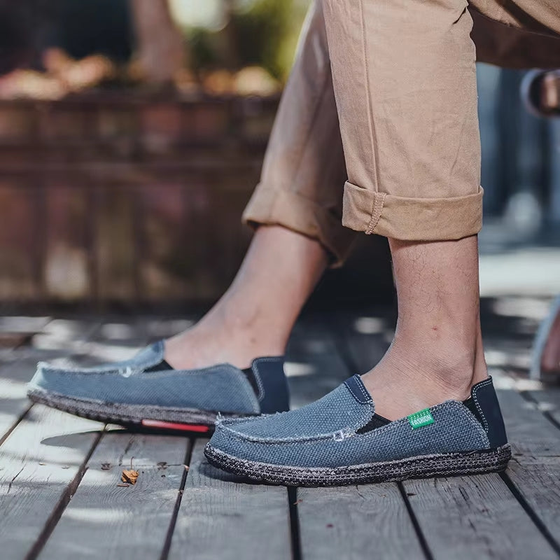 Canvas Loafers Breathable Men Flat Lazy Shoes Loafers - Tophatter Daily Deals