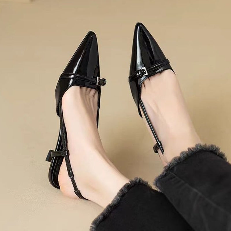 Sexy Mid Heels Party Patent Pumps Black Heel Shoes - Tophatter Daily Deals
