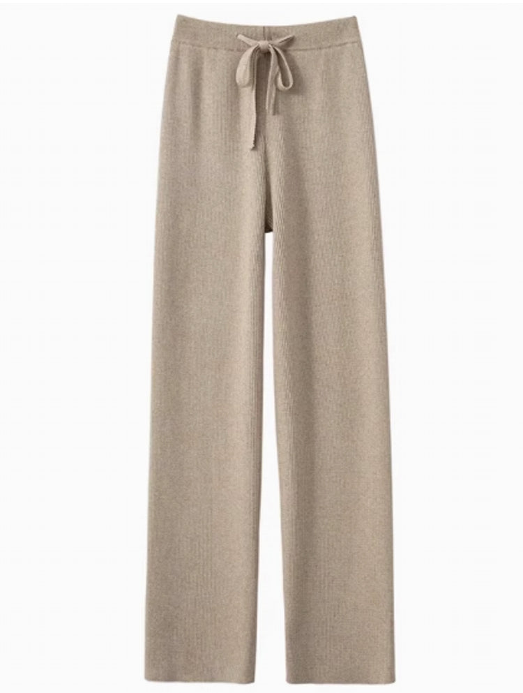 Loose Wool Knitted Wide-leg Trousers for Women khaki Pants - Tophatter Daily Deals