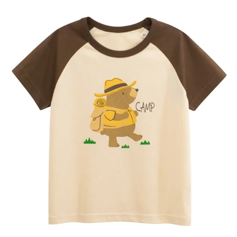 Short Sleeve Cartoon Bear T-Shirt With Short kids clothing - Tophatter Daily Deals