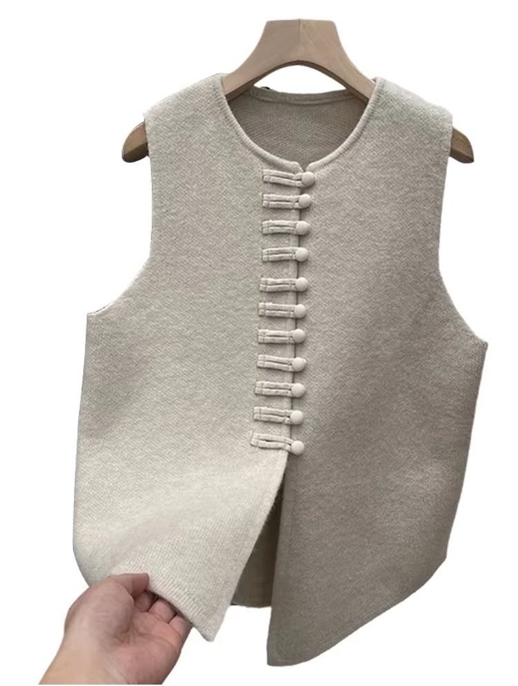Winter Round Neck Vest Sweater Tops Blouses - Tophatter Daily Deals