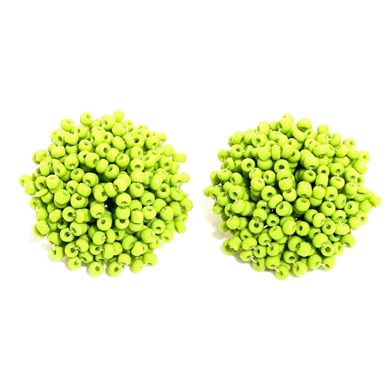 Fashion Handmade Beaded Stud Earrings Apple Green Earrings - Tophatter Daily Deals