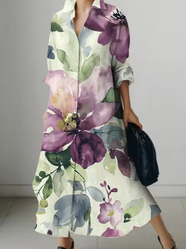 Women's Elegant Shirt Dresses Violet Maxi Dresses - Tophatter Daily Deals