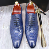 Men Leather Oxford Shoes Snake Skin Print Business Leather Shoes - Tophatter Daily Deals