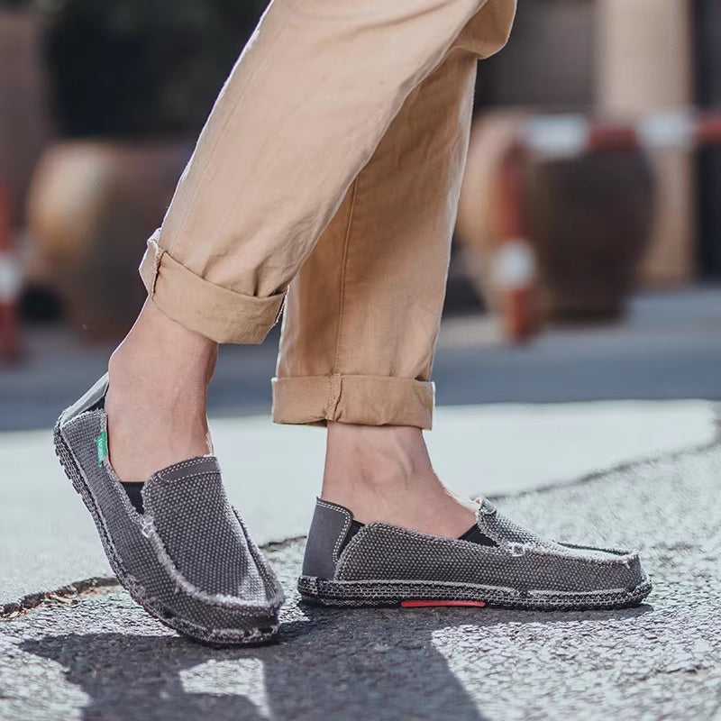 Canvas Loafers Breathable Men Flat Lazy Shoes Loafers - Tophatter Daily Deals