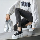 Women Chunky Leather Sneaker Loafer Shoes 8cm High Heel Sneaker - Tophatter Daily Deals