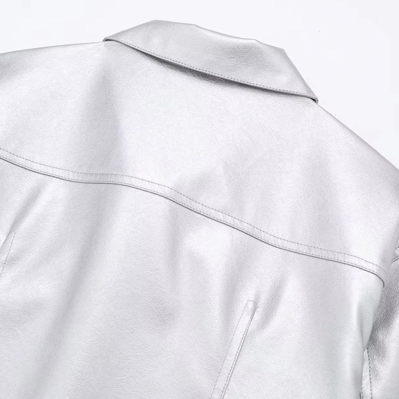 Fashion Popular Shiny Silver Jackets Coats & Jackets - Tophatter Daily Deals