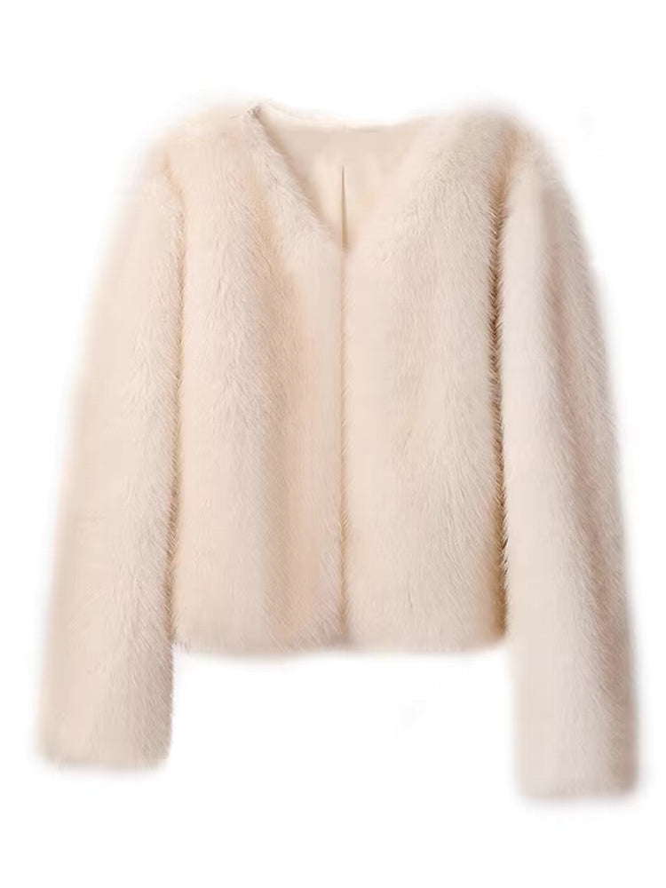 Gradient Cropped Faux Fur Coats Coats & Jackets - Tophatter Daily Deals