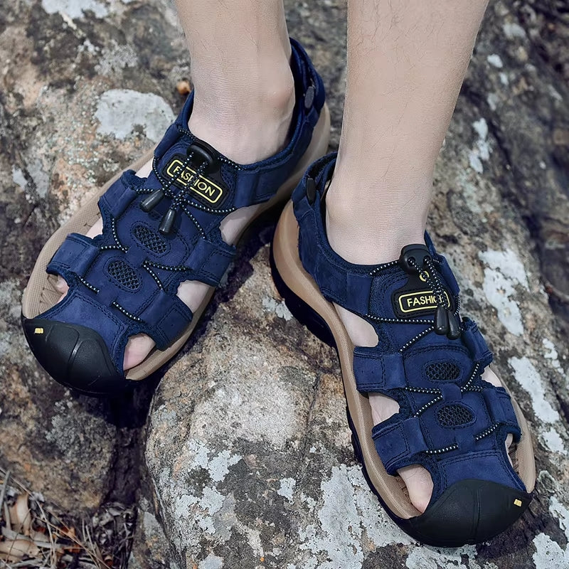Summer Men Sandals Leather Beach Shoes Men Sandals - Tophatter Daily Deals